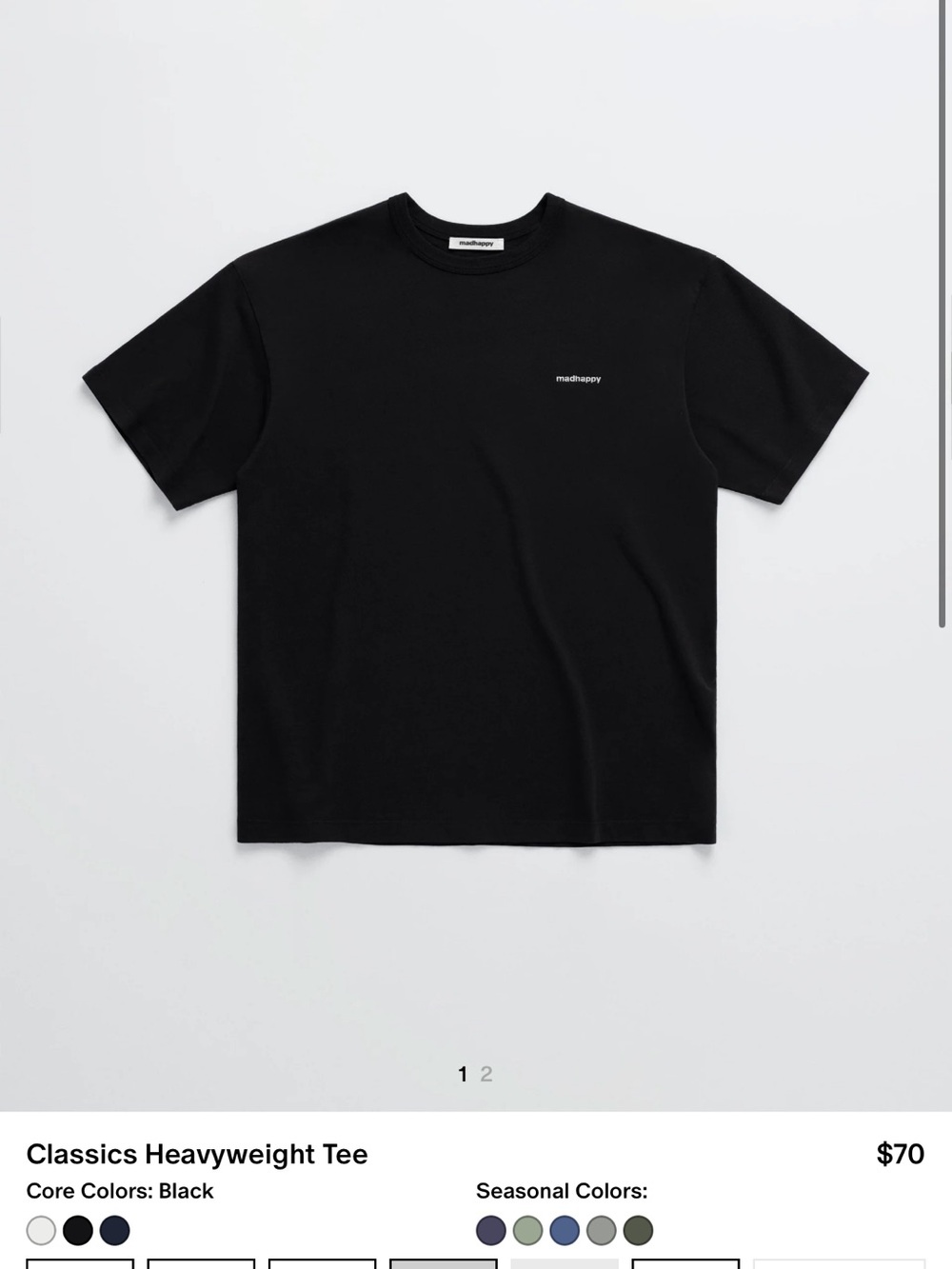 Madhappy short sleeve Classics Heavyweight Tee - Black L